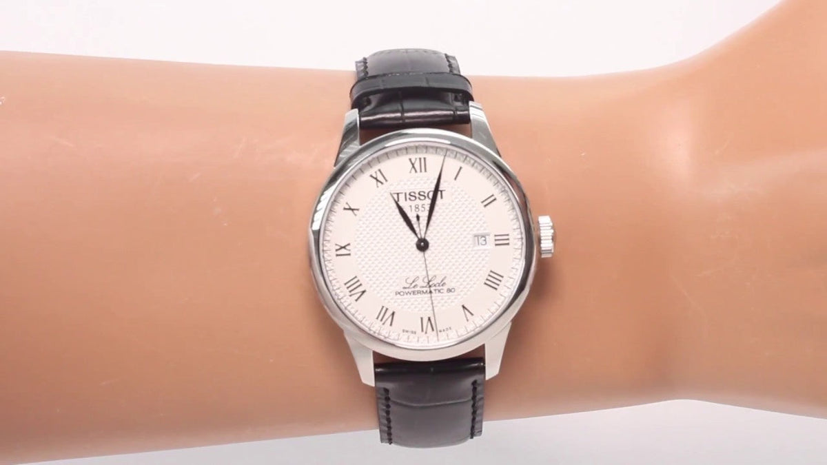 Tissot Le Locle Powermatic 80 Silver Dial Black Leather Strap Watch For Men - T006.407.16.033.00