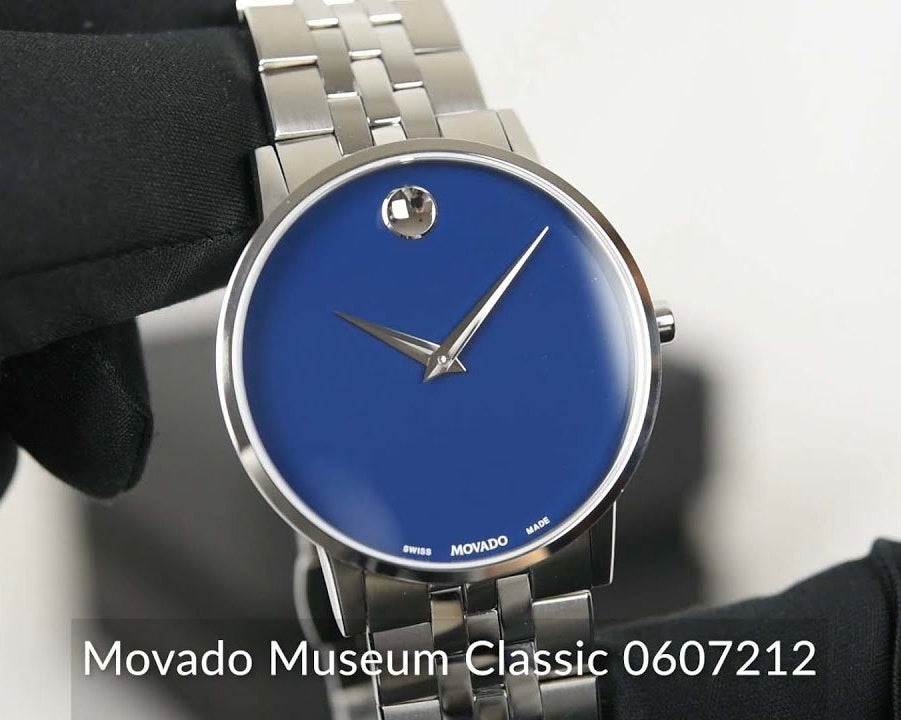 Movado Museum Classic Blue Dial Silver Steel Strap Watch for Men - 0607212