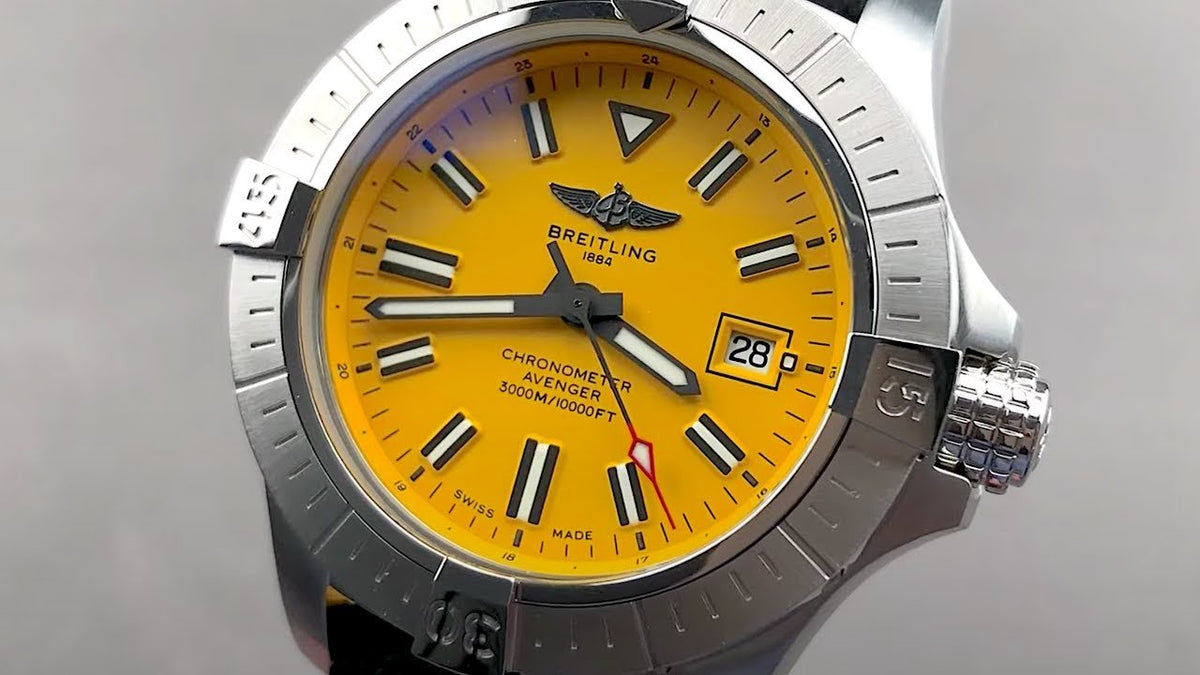 Breitling Avenger Automatic 45mm Seawolf Yellow Dial Silver Steel Strap Strap Watch for Men - A17319101/1A1