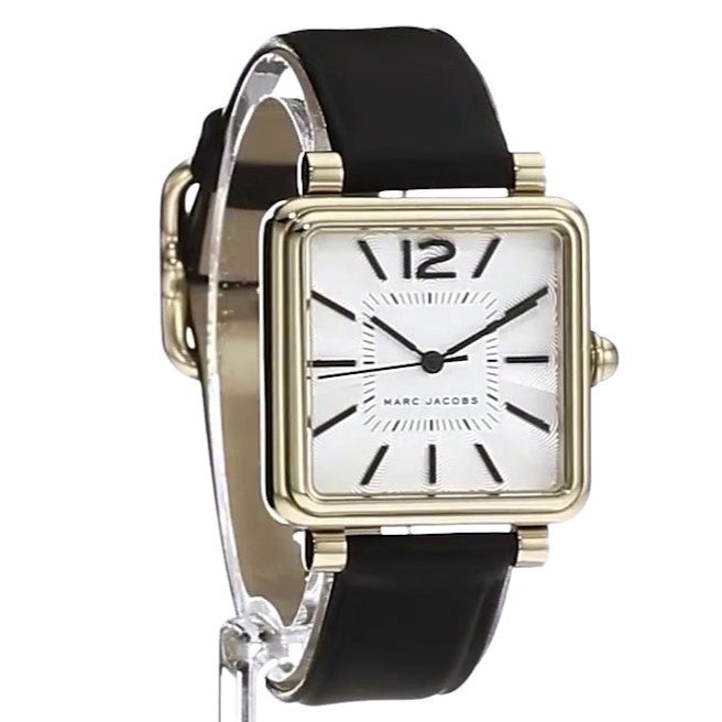Marc Jacobs Vic Silver Dial Black Leather Strap Watch for Women - MJ1437
