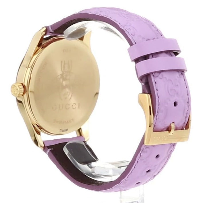 Gucci G Timeless Quartz Lilac Dial Lilac Leather Strap Watch For Women - YA1264098