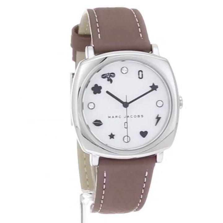 Marc Jacobs Mandy Silver Dial Brown Leather Strap Watch for Women - MJ1563