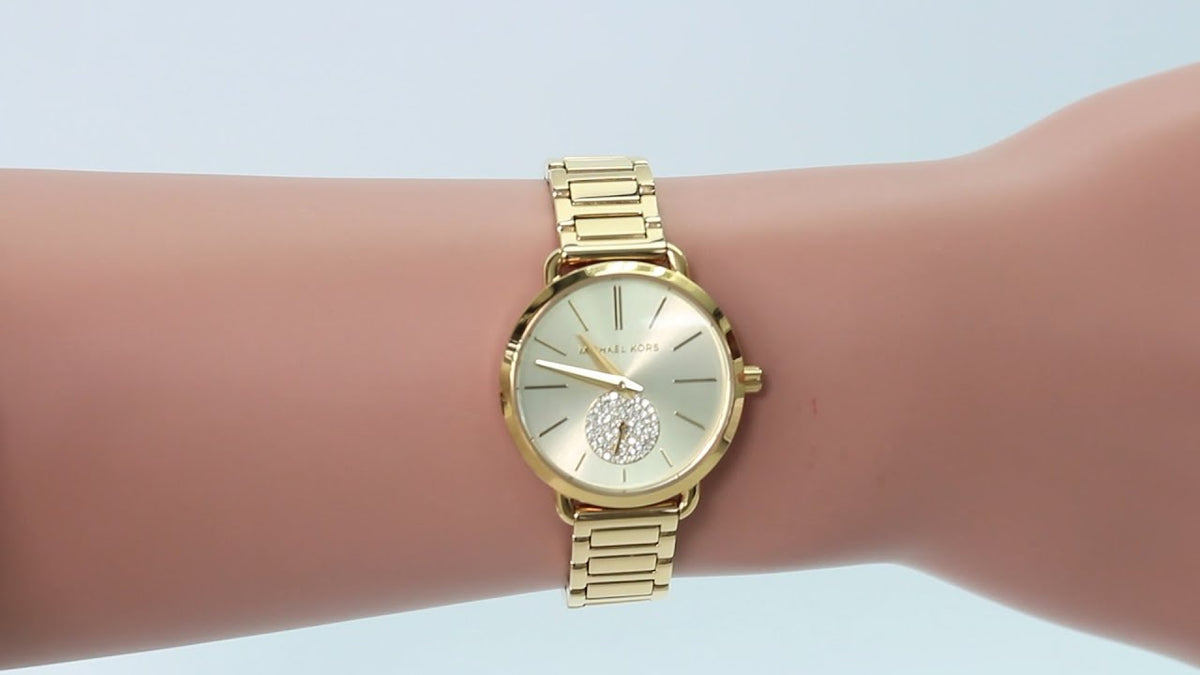 Michael Kors Portia Quartz Gold Dial Gold Steel Strap Watch For Women - MK3838