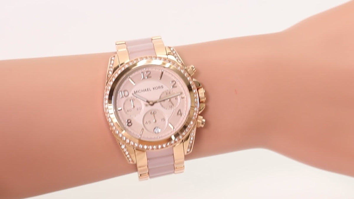 Michael Kors Blair Chronograph Rose Gold Dial Two Tone Steel Strap Watch for Women - MK5943