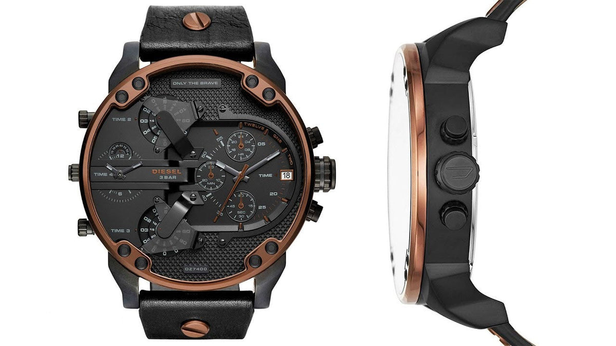 Diesel Mr Daddy 2.0 Chronograph Black Dial Black Steel Strap Watch For Men - DZ7400