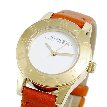 Marc Jacobs Mini Blade White Dial Brown Leather Strap Watch for Women - MBM1219