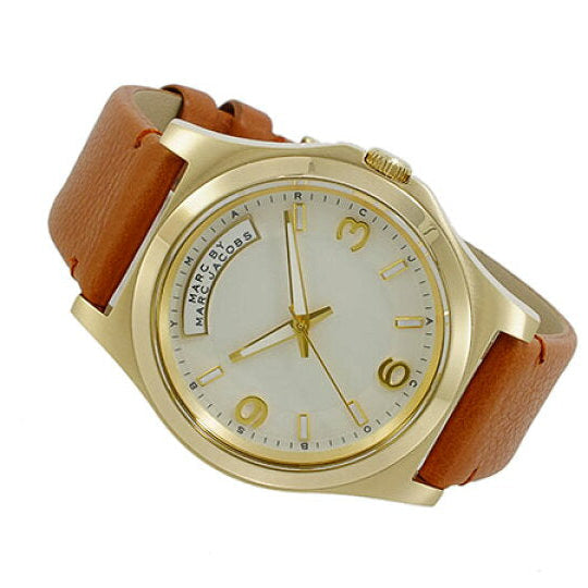 Marc Jacobs Baby Dave White Dial Brown Leather Strap Watch for Women - MBM1261