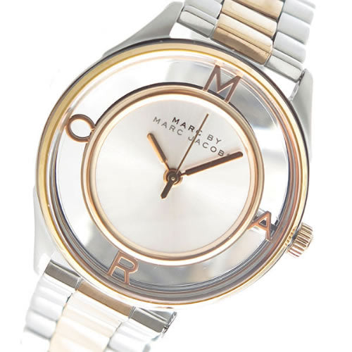 Marc Jacobs Tether Transparent White Dial Two Tone Steel Strap Watch for Women - MBM3436