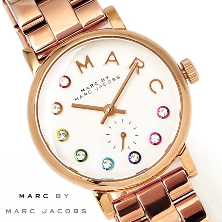 Marc Jacobs Baker Dexter White Dial Rose Gold Steel Strap Watch for Women - MBM3443