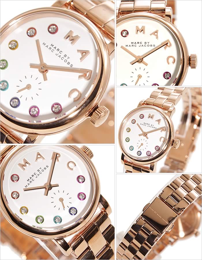 Marc Jacobs Baker Dexter White Dial Rose Gold Steel Strap Watch for Women - MBM3443