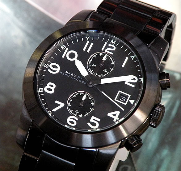 Marc Jacobs Larry Chronograph Black Dial Black Steel Strap Watch for Men - MBM5032
