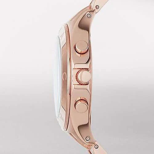 Marc Jacobs Blade Chronograph Mother of Pearl White Dial Rose Gold Steel Strap Watch for Women - MBM8637