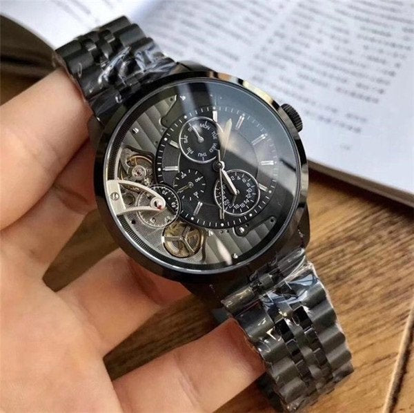 Fossil Townsman Mechanical Black Dial Black Steel Strap Watch for Men -  ME1136
