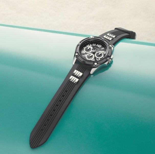 Guess Delta Black Dial Black Silicone Strap Watch for Men - GW0051G1