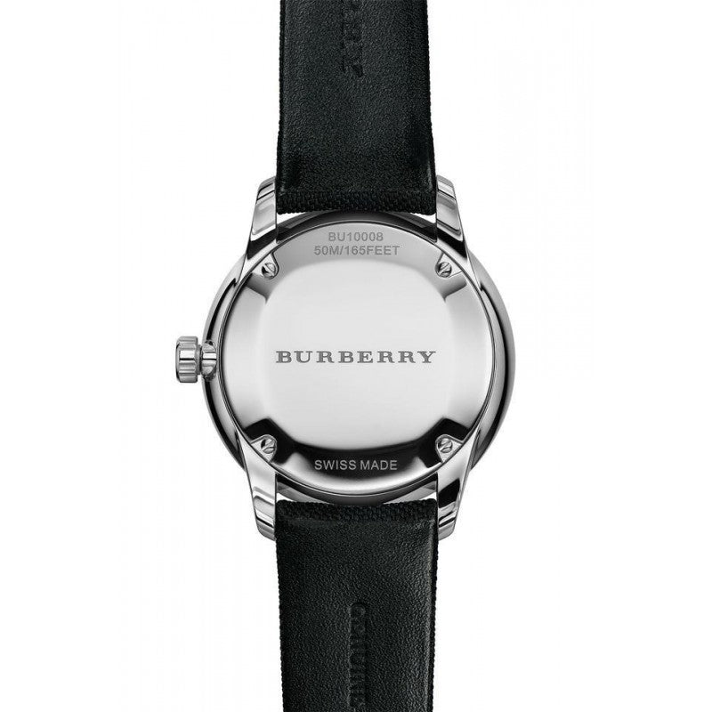 Burberry Classic Round Cream Dial Black Leather Strap Watch for Men - BU10008