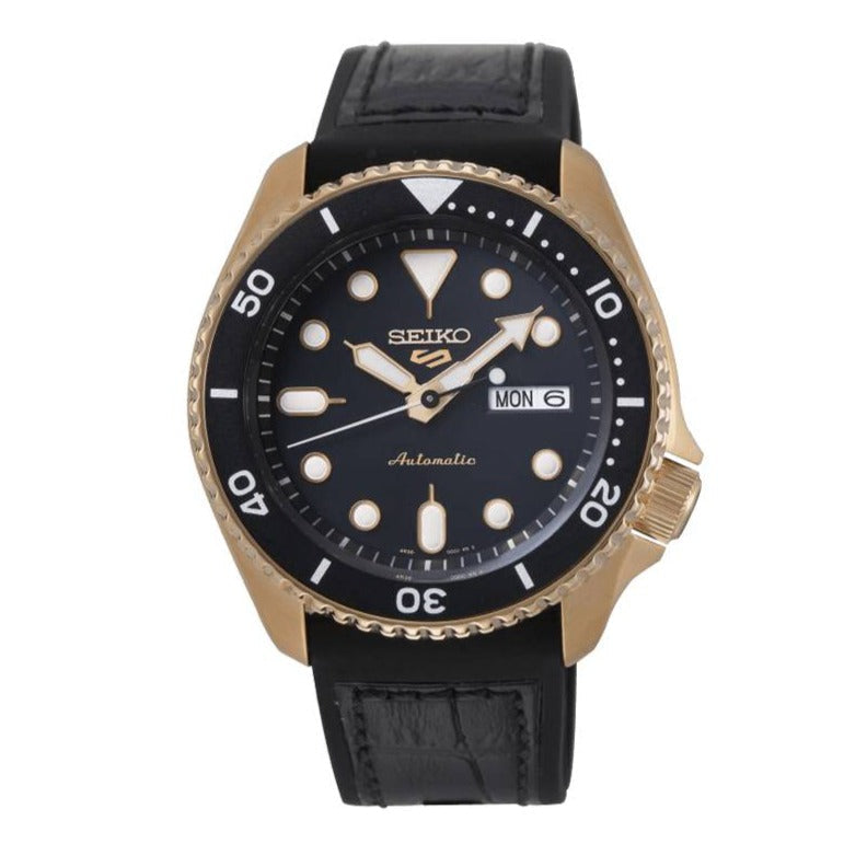 Seiko 5 Sport SKX Automatic Black Dial Black Silicone Strap Watch For Men - SRPD76K1