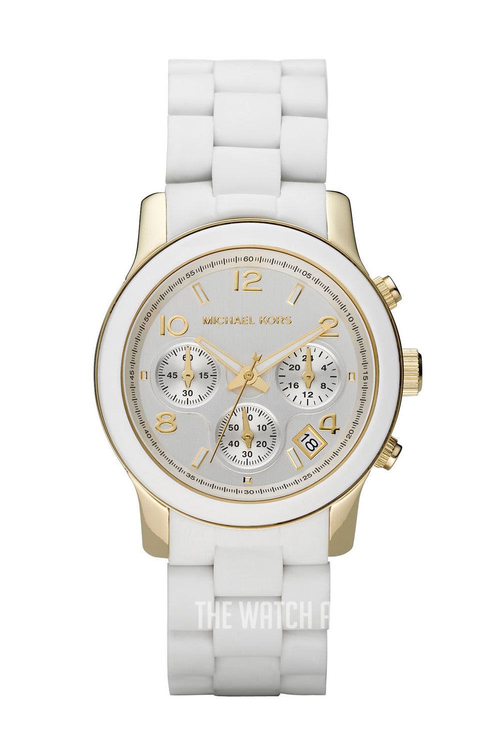 Michael Kors Runway Chronograph White Dial White Steel Strap Watch for Women - MK5145