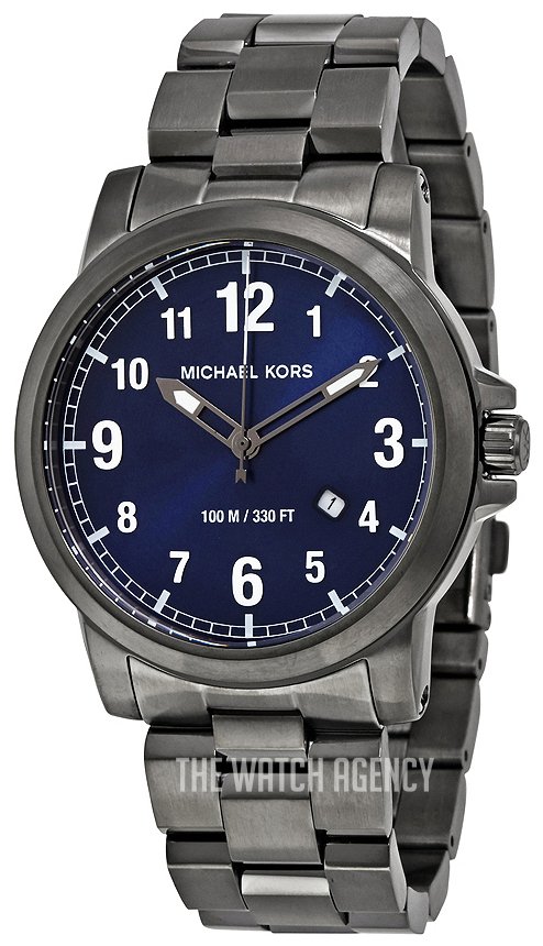 Michael Kors Paxton Analog Blue Dial Grey Steel Strap Watch For Men - MK8499