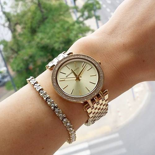 Michael Kors Darci Silver Dial Gold Stainless Steel Strap Watch for Women - MK3191