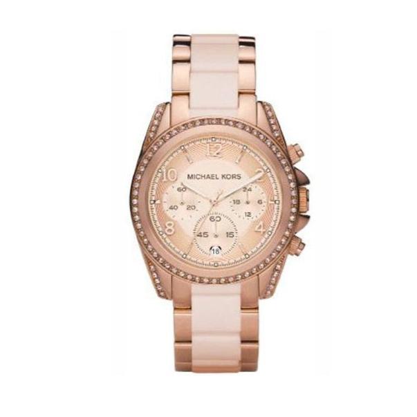 Michael Kors Blair Chronograph Rose Gold Dial Two Tone Steel Strap Watch for Women - MK5943