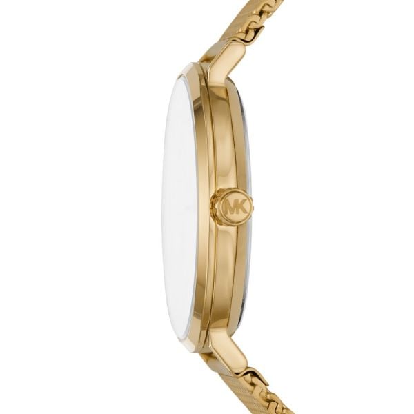 Michael Kors Auden Three Hand White Dial Gold Mesh Strap Watch for Women - MK7150