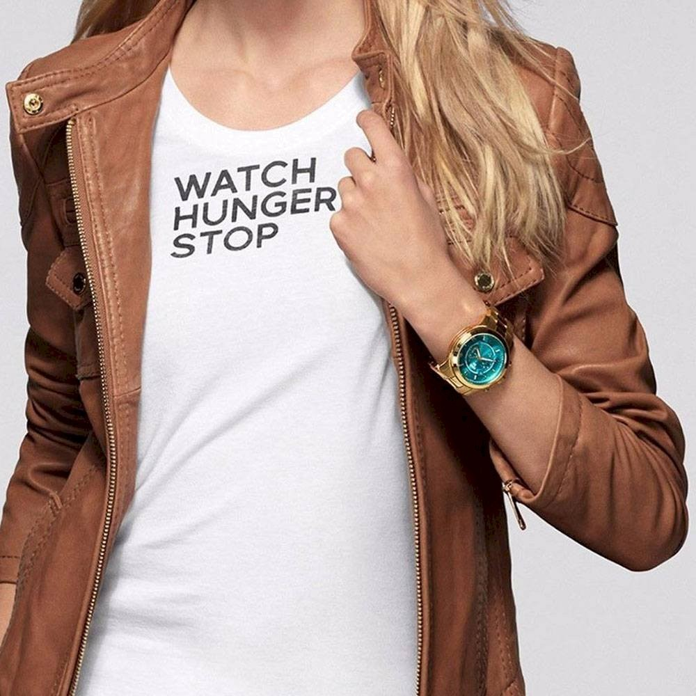 Michael Kors Runway Stop Hunger Blue Dial Gold Steel Strap Watch for Men - MK8315