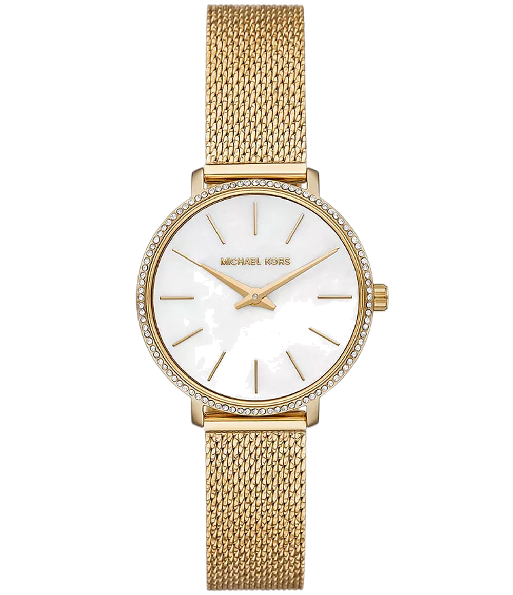 Michael Kors Pyper Quartz Mother of Pearl White Dial Gold Mesh Bracelet Watch For Women - MK4619