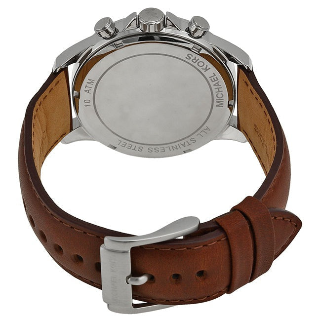 Michael Kors Gage Chronograph Blue Dial Brown Leather Strap Watch For Men - MK8362