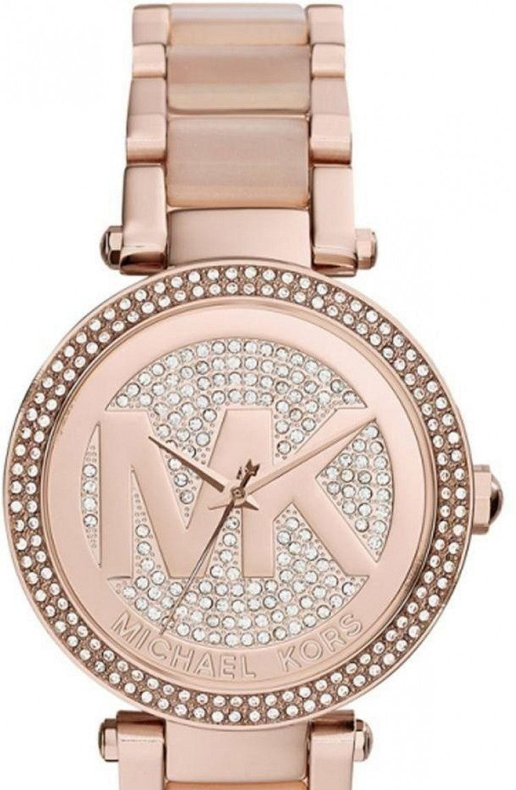 Michael Kors Parker Pink Dial Pink Steel Strap Watch for Women - MK6176