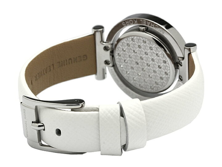 Michael Kors Averi Silver Dial White Leather Strap Watch for Women - MK2524