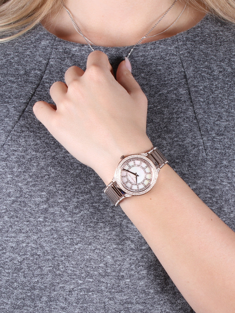 Michael Kors Kerry Mother of Pearl Dial Rose Gold Steel Strap Watch for Women - MK3313
