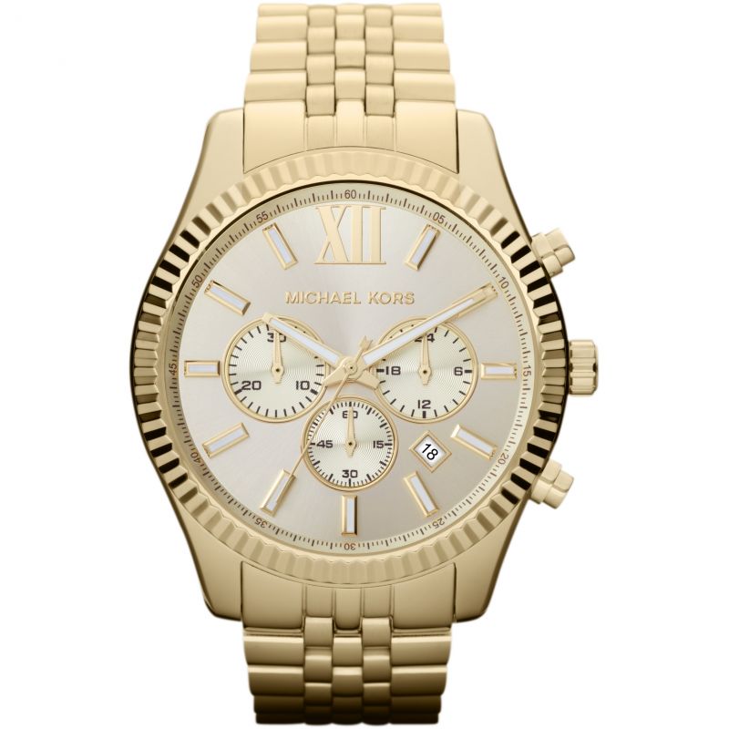 Michael Kors Lexington Gold Dial Gold Steel Strap Watch for Men - MK8281