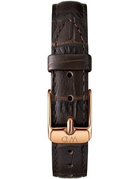 Daniel Wellington Classic Petite York Black Dial Brown Leather Strap Watch For Women - DW00100226
