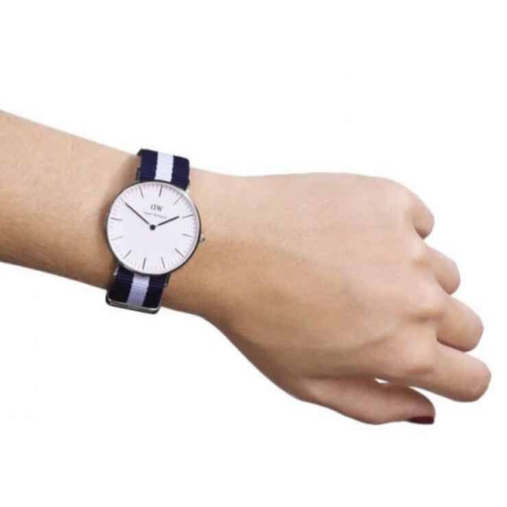 Daniel Wellington Classic Glasgow White Dial Two Tone NATO Strap Unisex Watch - DW00100047