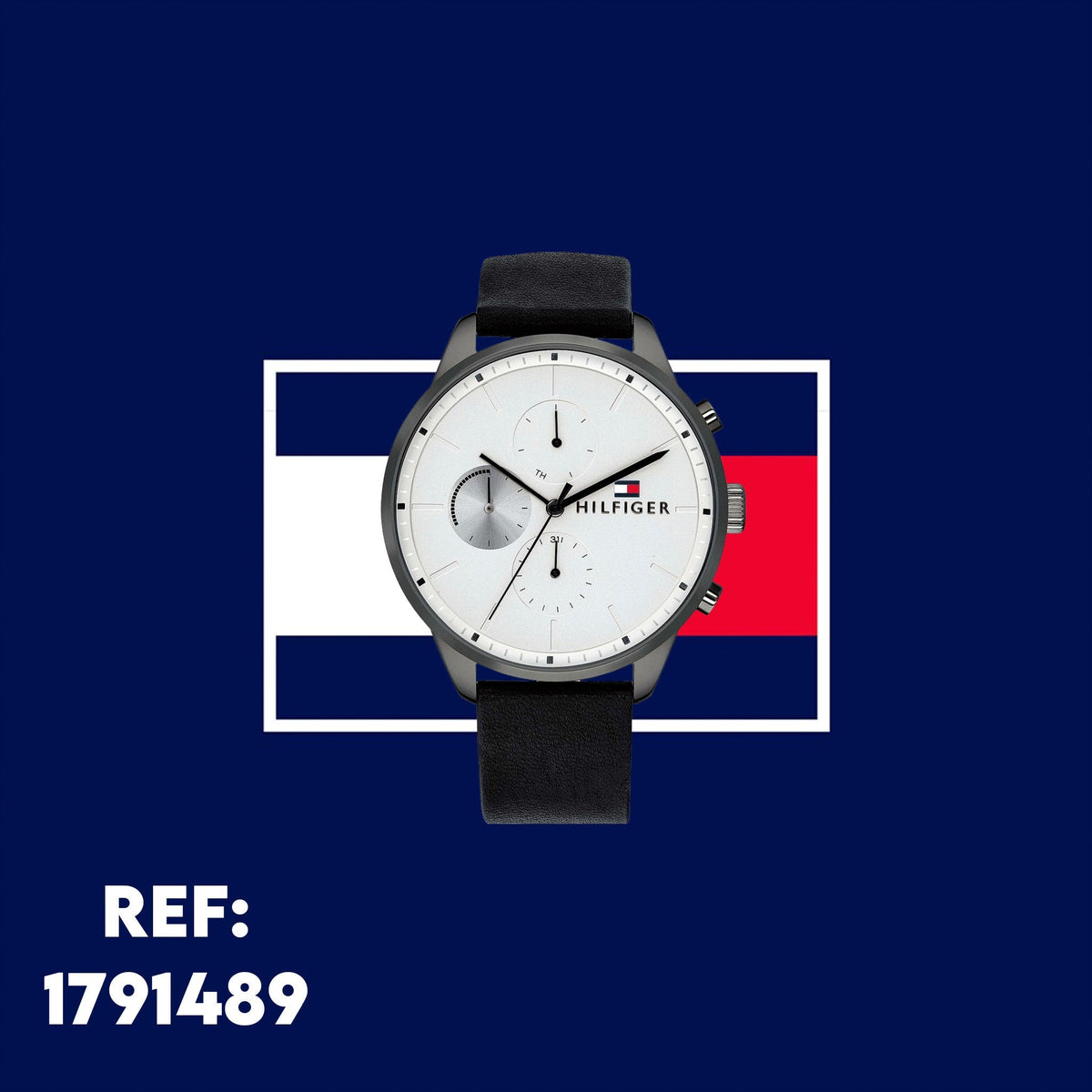 Tommy Hilfiger Lexor Silver Dial Black Leather Strap Watch For Men - 1791489