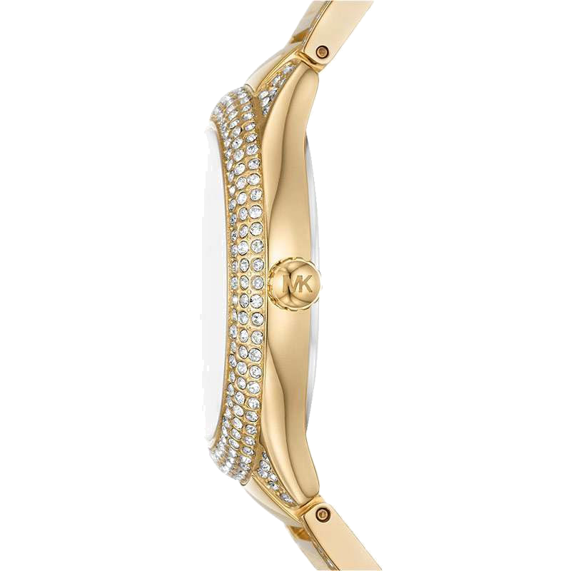 Michael Kors Sylvia Mother Of Pearl Dial Gold Steel Strap Watch For Women - MK4655