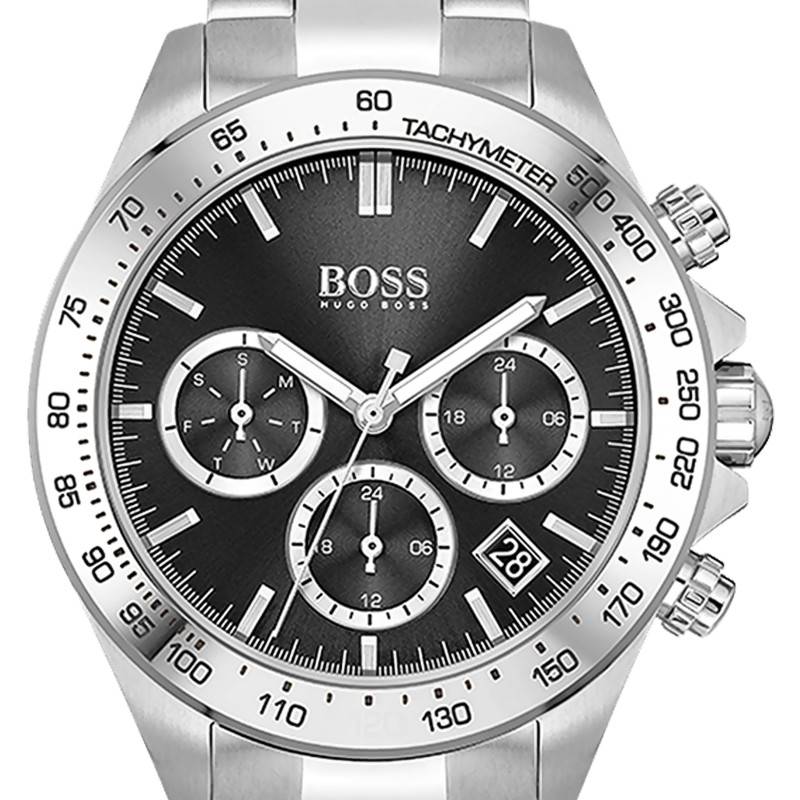 Hugo Boss Novia Chronograph Black Dial Silver Steel Strap Watch for Women - 1502614