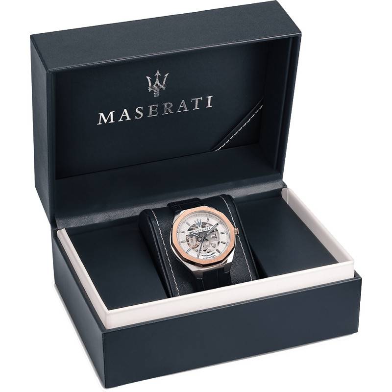 Maserati Stile Automatic Limited Edition White Dial Blue Leather Strap Watch For Men - R8821142001