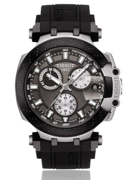 Tissot T Race Chronograph Anthracite Black Dial Black Silicone Strap Watch For Men - T115.417.27.061.00