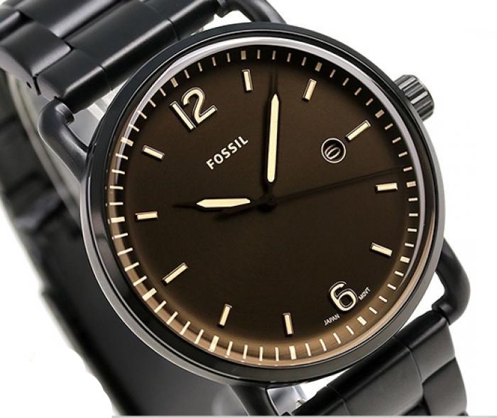 Fossil The Commuter Brown Dial Black Steel Strap Watch for Men - FS5277