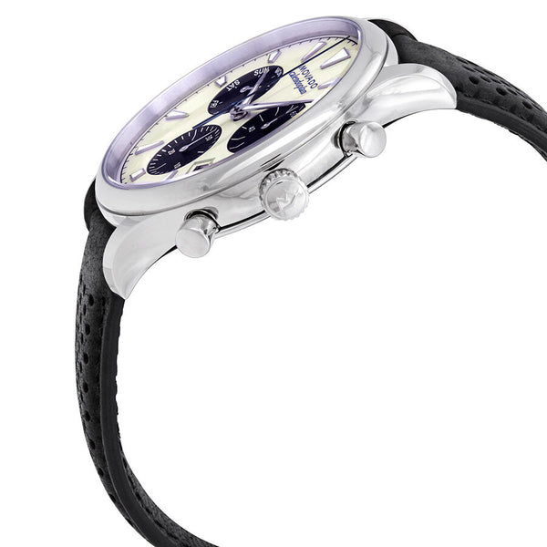 Movado Heritage Calendoplan Chronograph Silver Dial Black Leather Strap Watch for Men - 3650024