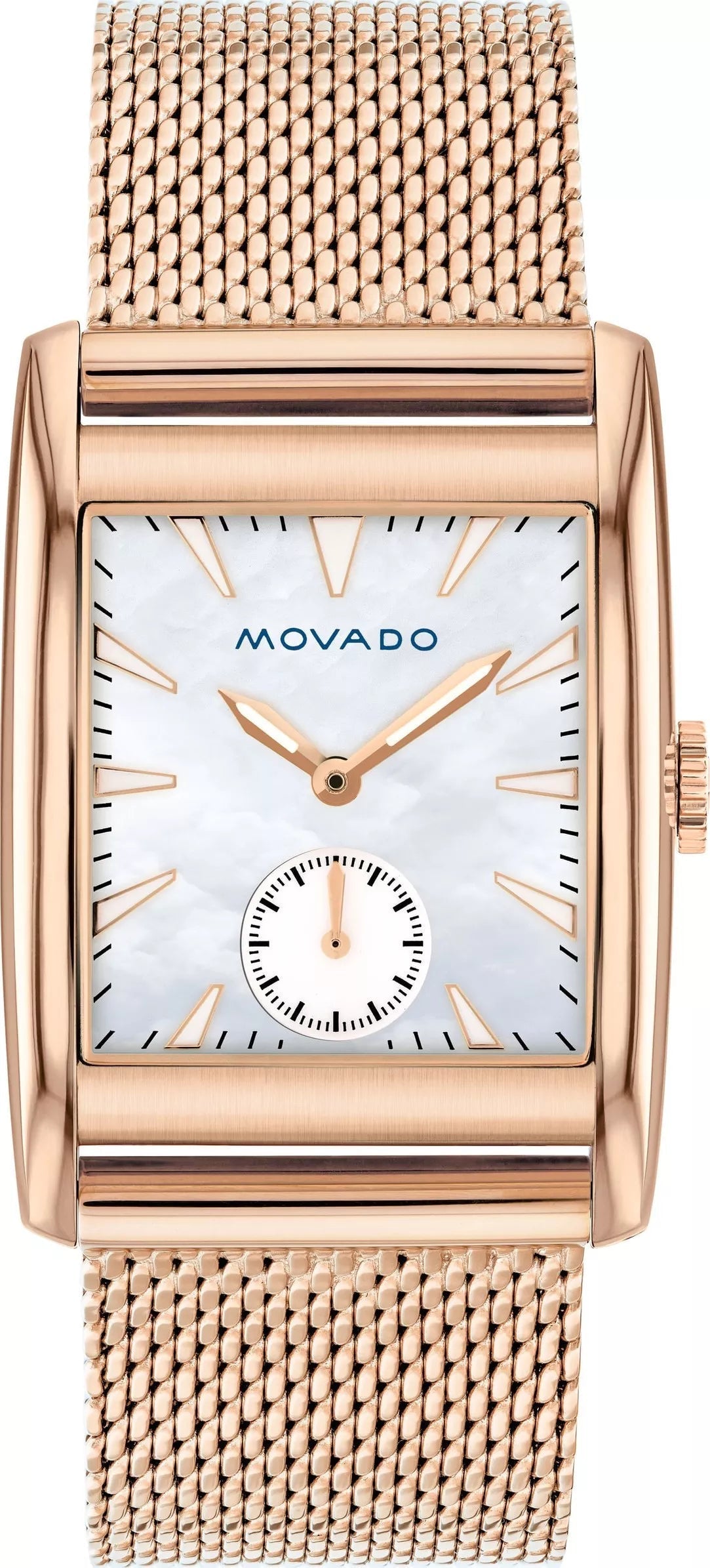 Movado Heritage White Mother of Pearl Dial Rose Gold Mesh Bracelet Watch For Women - 3650041