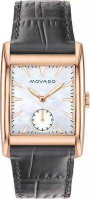 Movado Heritage Mother of Pearl White Dial Grey Leather Strap Watch For Women - 3650051