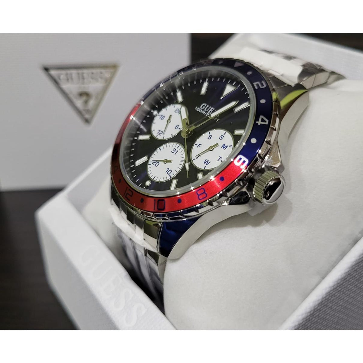 Guess Odyssey Multifunction Blue Dial Silver Steel Strap Watch For Men - W1107G2