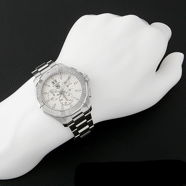 Tag Heuer Aquaracer 43mm White Dial Steel Strap Watch for Men - CAY1111.BA0927