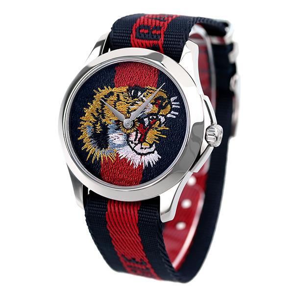 Gucci G Timless Le Marche Des Merveilles Blue & Red Dial Blue & Red Nylon Strap Unisex Watch  - YA126495