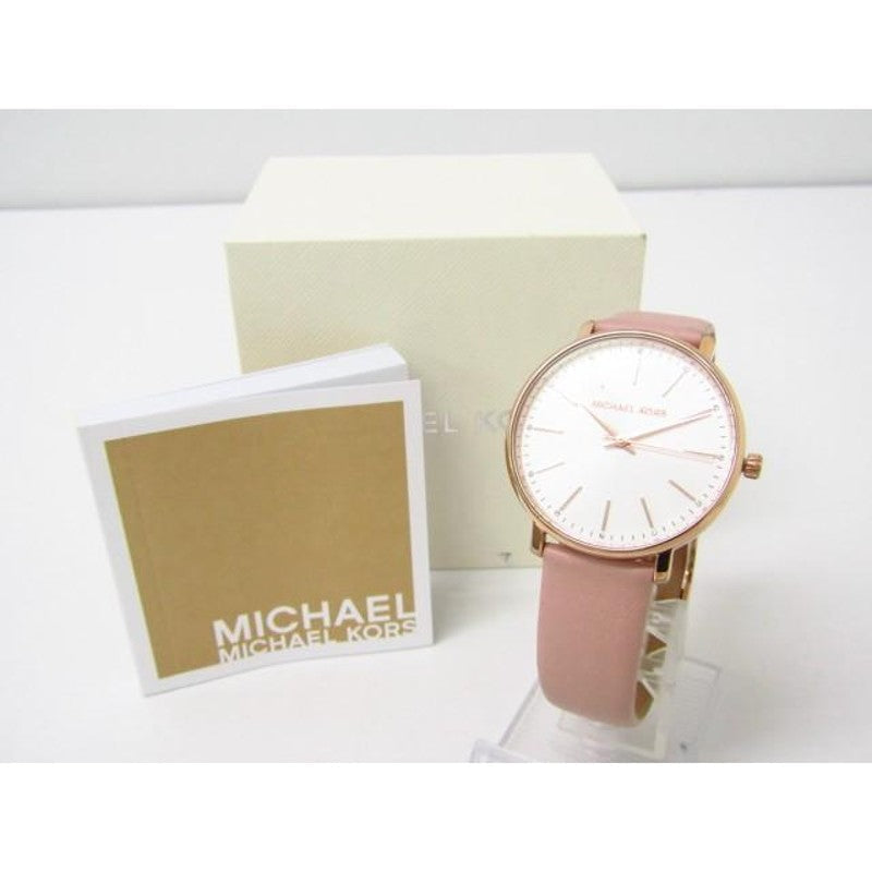 Michael Kors Pyper Quartz White Dial Pink Leather Strap Watch For Women - MK2741