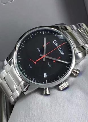 Calvin Klein City Chronograph Black Dial Silver Steel Strap Watch for Men - K2G27141