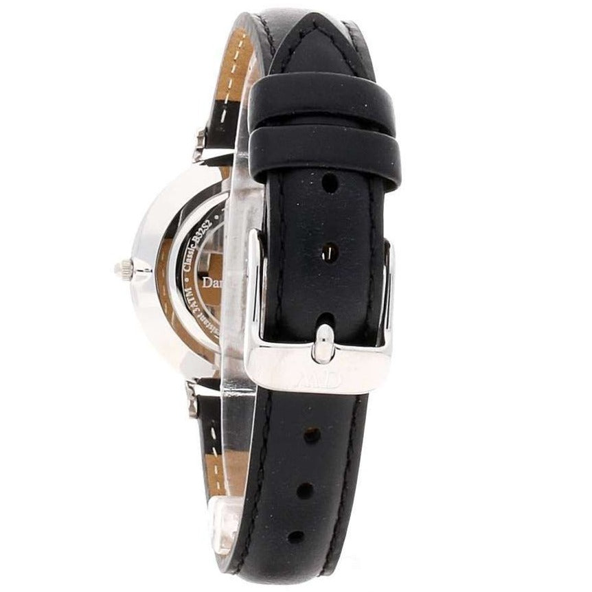 Daniel Wellington Classic Petite Sheffield White Dial Black Leather Strap Watch For Women - DW00100186