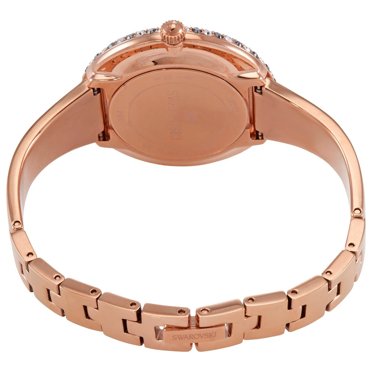 Swarovski Crystal Rose Black Dial Rose Gold Steel Strap Watch for Women - 5484050
